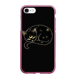 Чехол iPhone 7/8 матовый Космический Кот Целестиал, цвет: 3D-малиновый