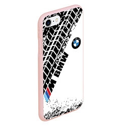 Чехол iPhone 7/8 матовый BMW следы шин, цвет: 3D-светло-розовый — фото 2
