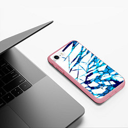 Чехол iPhone 7/8 матовый 3D ВЗРЫВ ПЛИТ Белые и синие осколки, цвет: 3D-баблгам — фото 2