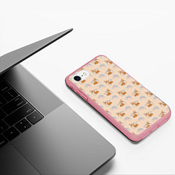 Чехол iPhone 7/8 матовый Корги - единороги паттерн, цвет: 3D-баблгам — фото 2