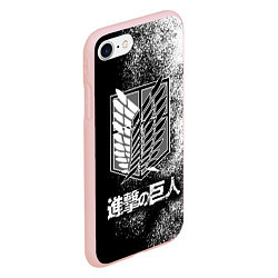 Чехол iPhone 7/8 матовый Чёрно-Белый Логотип Атака Титанов, цвет: 3D-светло-розовый — фото 2