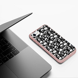 Чехол iPhone 7/8 матовый Screaming skulls, цвет: 3D-светло-розовый — фото 2