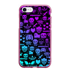 Чехол iPhone 7/8 матовый UNDERTALE NEON PATTERN УЗОР, цвет: 3D-малиновый