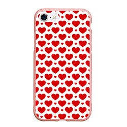 Чехол iPhone 7/8 матовый Сердечки - любовь, цвет: 3D-светло-розовый