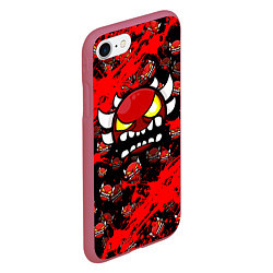 Чехол iPhone 7/8 матовый Геометри Дэш красный демон Geometry Dash, цвет: 3D-малиновый — фото 2