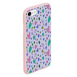 Чехол iPhone 7/8 матовый Сиреневые сердечки, цвет: 3D-светло-розовый — фото 2
