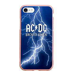 Чехол iPhone 7/8 матовый ACDC гроза с молнией, цвет: 3D-светло-розовый