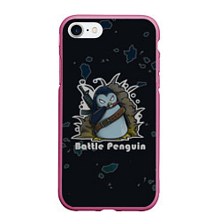 Чехол iPhone 7/8 матовый Counter-Strike Боевой пингвин, цвет: 3D-малиновый