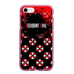 Чехол iPhone 7/8 матовый Umbrella Corporation Pattern, цвет: 3D-малиновый