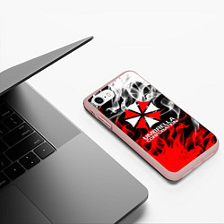 Чехол iPhone 7/8 матовый Umbrella Corporation Fire, цвет: 3D-светло-розовый — фото 2