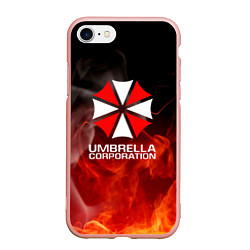 Чехол iPhone 7/8 матовый Umbrella Corporation пламя, цвет: 3D-светло-розовый