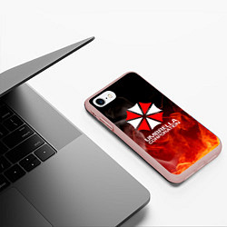 Чехол iPhone 7/8 матовый Umbrella Corporation пламя, цвет: 3D-светло-розовый — фото 2