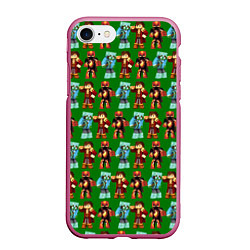 Чехол iPhone 7/8 матовый Minecraft heros pattern, цвет: 3D-малиновый