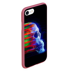 Чехол iPhone 7/8 матовый Color glitch skull, цвет: 3D-малиновый — фото 2