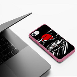 Чехол iPhone 7/8 матовый TOYOTA SUPRA Под Луной, цвет: 3D-малиновый — фото 2