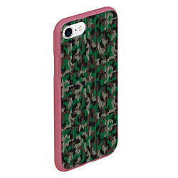 Чехол iPhone 7/8 матовый Зелёный Вязаный Камуфляж, цвет: 3D-малиновый — фото 2
