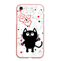 Чехол iPhone 7/8 матовый Влюблённый котик Cat Love, цвет: 3D-светло-розовый