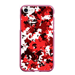 Чехол iPhone 7/8 матовый Красно-белый камуфляж, цвет: 3D-малиновый