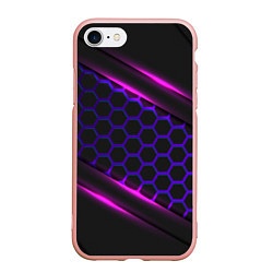 Чехол iPhone 7/8 матовый НЕОНОВЫЕ СОТЫ И ЛИНИИ - NEON, цвет: 3D-светло-розовый