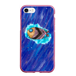 Чехол iPhone 7/8 матовый Забавная рыба, цвет: 3D-малиновый