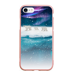 Чехол iPhone 7/8 матовый Полярные медведи, цвет: 3D-светло-розовый