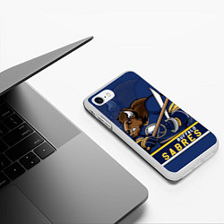 Чехол iPhone 7/8 матовый Баффало Сейберз, Buffalo Sabres, цвет: 3D-белый — фото 2