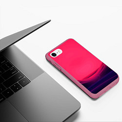 Чехол iPhone 7/8 матовый Дорога в горизонт Алый закат, цвет: 3D-малиновый — фото 2