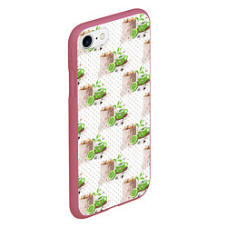 Чехол iPhone 7/8 матовый Зеленый чай паттерн, цвет: 3D-малиновый — фото 2