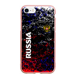 Чехол iPhone 7/8 матовый Russia Штрихи, цвет: 3D-светло-розовый