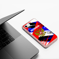 Чехол iPhone 7/8 матовый Russia Геометрия патриотизм, цвет: 3D-светло-розовый — фото 2