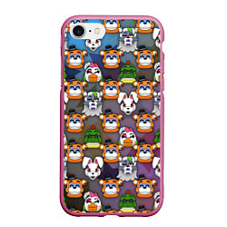 Чехол iPhone 7/8 матовый Фредди, Рокси, Ванни, Чика и Монтгомери, цвет: 3D-малиновый