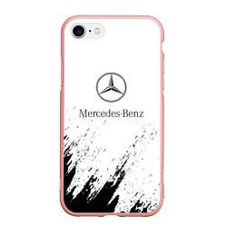 Чехол iPhone 7/8 матовый Mercedes-Benz - White texture, цвет: 3D-светло-розовый