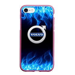 Чехол iPhone 7/8 матовый Volvo - Огонь, цвет: 3D-малиновый