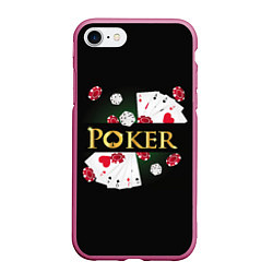 Чехол iPhone 7/8 матовый Покер POKER, цвет: 3D-малиновый