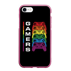 Чехол iPhone 7/8 матовый GAMERS Геймеры, цвет: 3D-малиновый