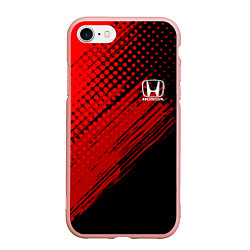 Чехол iPhone 7/8 матовый Honda - Red texture, цвет: 3D-светло-розовый