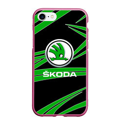 Чехол iPhone 7/8 матовый Skoda: Geometry, цвет: 3D-малиновый
