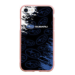 Чехол iPhone 7/8 матовый Subaru - Logo pattern, цвет: 3D-светло-розовый