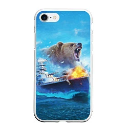 Чехол iPhone 7/8 матовый Медведь ВМФ, цвет: 3D-белый