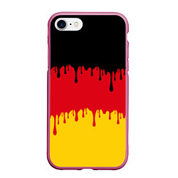 Чехол iPhone 7/8 матовый Флаг Германии потёки, цвет: 3D-малиновый