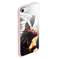 Чехол iPhone 7/8 матовый One Punch Man - Сайтама, цвет: 3D-светло-розовый — фото 2