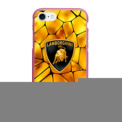 Чехол iPhone 7/8 матовый Lamborghini Gold плиты, цвет: 3D-малиновый