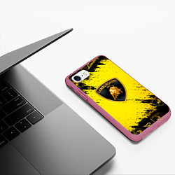 Чехол iPhone 7/8 матовый Lamborghini Gold Sport, цвет: 3D-малиновый — фото 2