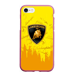 Чехол iPhone 7/8 матовый Lamborghini pattern gold, цвет: 3D-малиновый