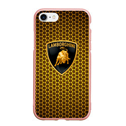 Чехол iPhone 7/8 матовый Lamborghini gold соты, цвет: 3D-светло-розовый