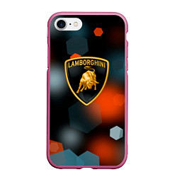 Чехол iPhone 7/8 матовый Lamborghini - Размытие, цвет: 3D-малиновый