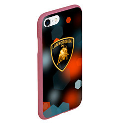 Чехол iPhone 7/8 матовый Lamborghini - Размытие, цвет: 3D-малиновый — фото 2