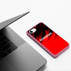 Чехол iPhone 7/8 матовый Mitsubishi - Red Sport, цвет: 3D-малиновый — фото 2