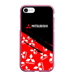 Чехол iPhone 7/8 матовый Mitsubishi - Диагональ паттерн, цвет: 3D-малиновый