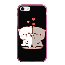 Чехол iPhone 7/8 матовый Кошачья любовь навсегда Kitty love forever, цвет: 3D-малиновый